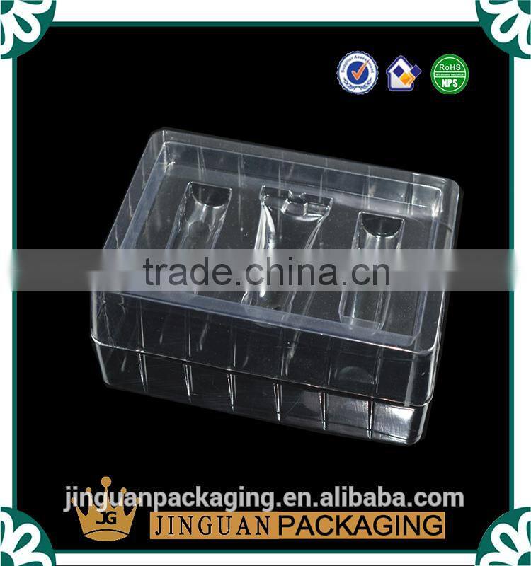 Custom clear pvc plastic vacuum forming blister tray cosmetics packaging disposable cosmetic tray