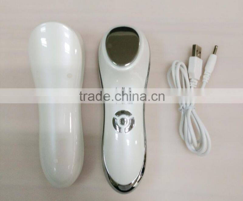 mini home use facial beauty device 6 color ultrasonic led lights photon face massager