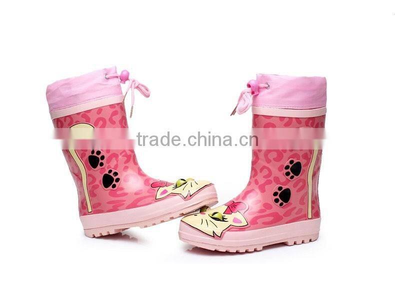 custom made boys and girls children cute rubber rain boots with cuff