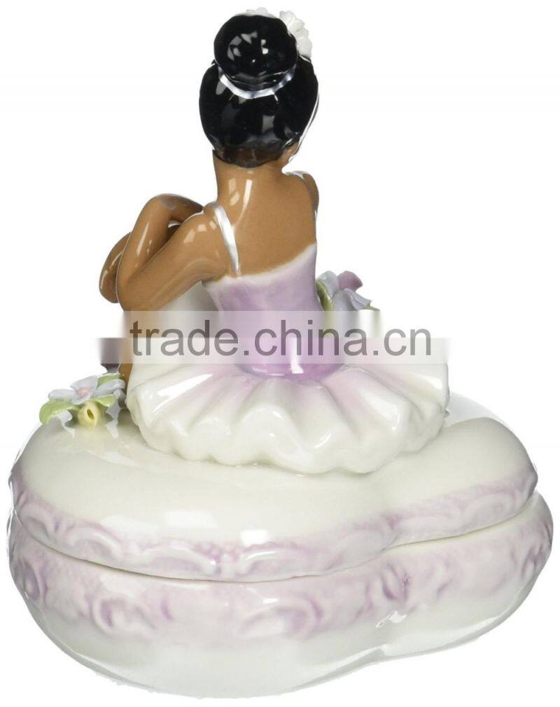Personalized Porcelain Ballerina Trinket Box Jewelry Case