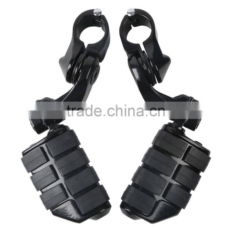 Black 360 degree Adjustable Highway Foot Pegs Footpeg Footrests For 32mm