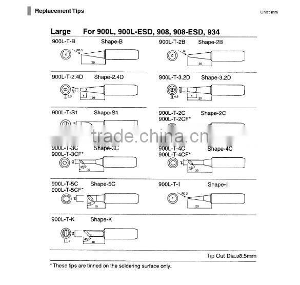 Hakko 900M Soldering Tips, Solder Tips for 936/937 Solder Station, Iron Plating Tips