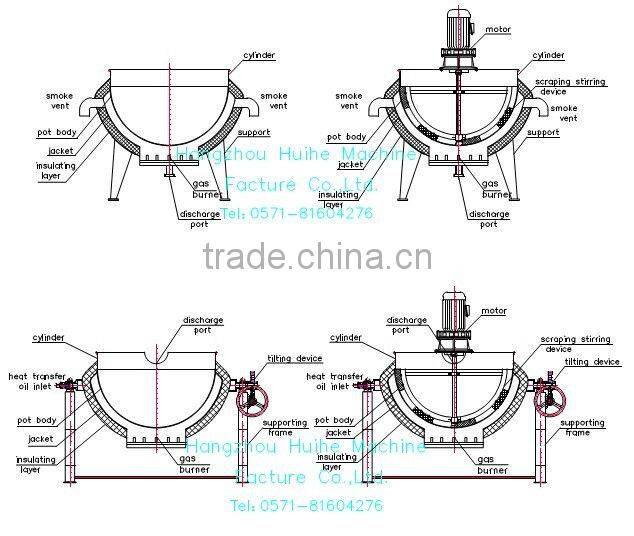 industrial cooking machine beverage processing jacketed kettle