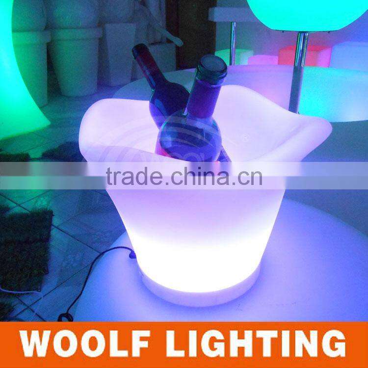 led glowing plastic champagne ice bucket with stand
