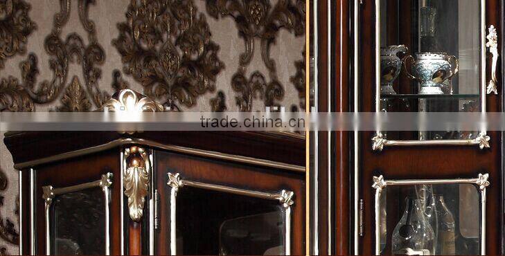 Luxury American Style Wine Cabinet, Royal Wood and Glass Showcase, Nice Hand Carving Display Cabinet (BF01-ML055)