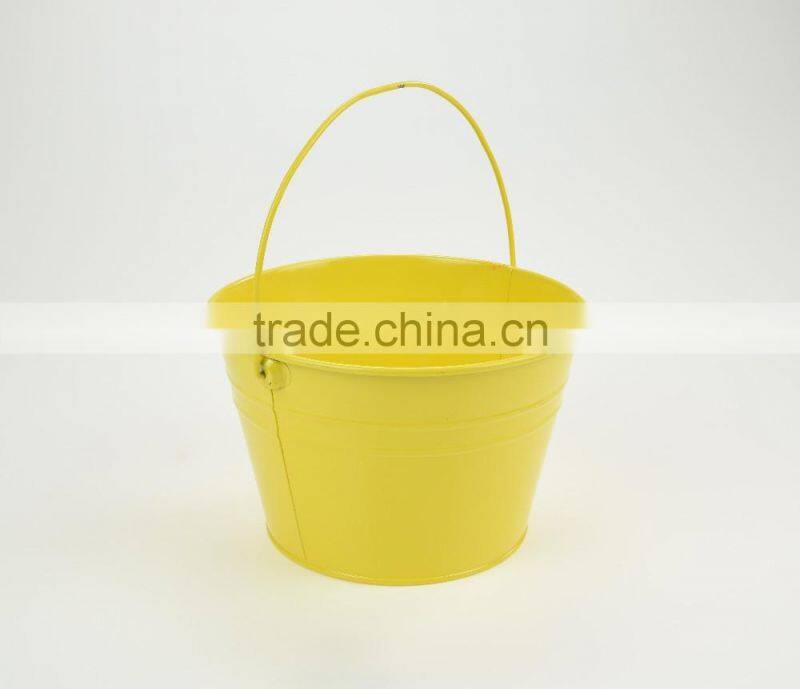 made in china cheap modern yellow hanging round powder coated metal flower pot planters