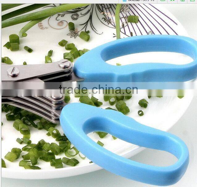 CY145 Multipurpose 5-blade Herb Scissors w/ "Longfinger" Cleaning Brush | Time-Saving Kitchen Shears Chop Herbs Fast