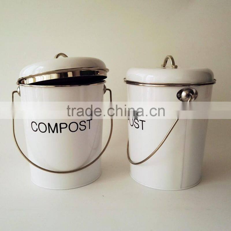Indoor Powder-coated Steel Compost Food Waste Recycling Caddy Bin Metal Compost Bucket