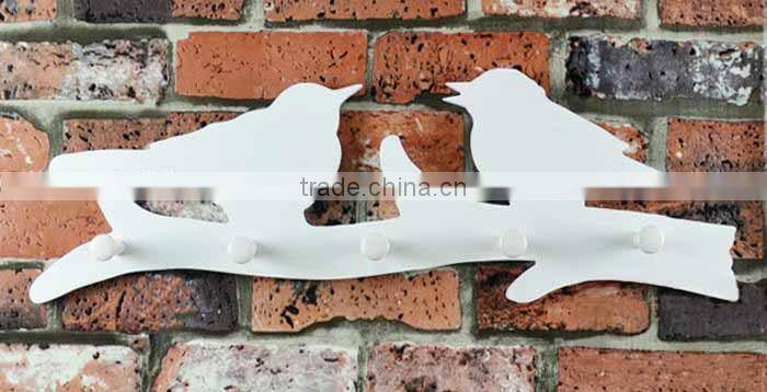 Rural white bird creative wooden wall shelf