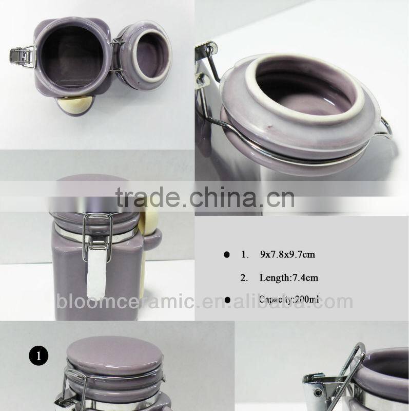 Porcelain sealed canister with scoop