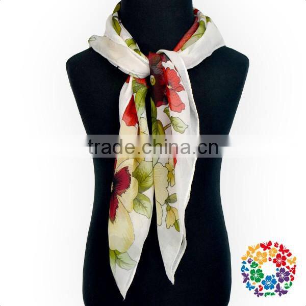 Spring Stylish Fashion Chiffon Scarf Cheap Flower Print Lady Scarf