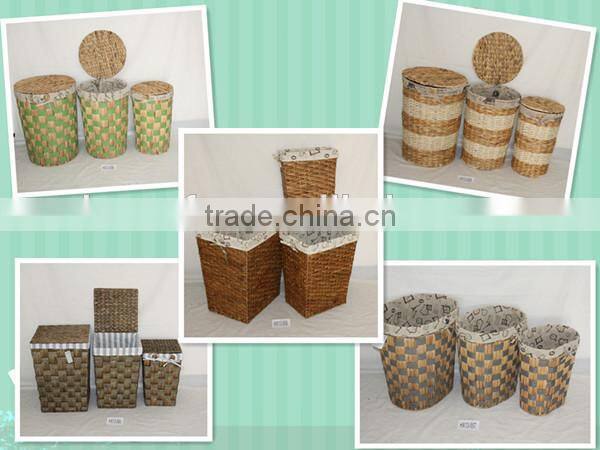 Seagrass +Rush Mixed Woven Big S/3 Storage Basket