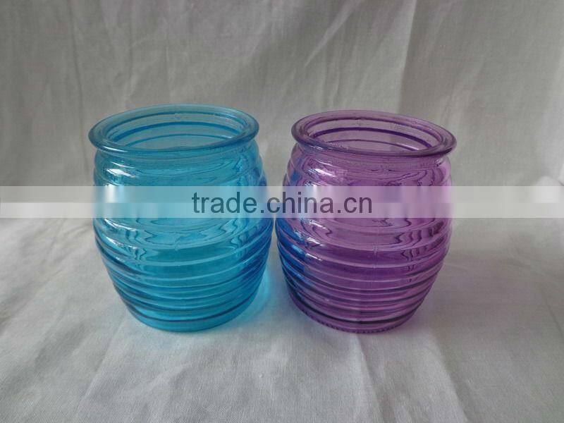 Purple Colored glass candle holder