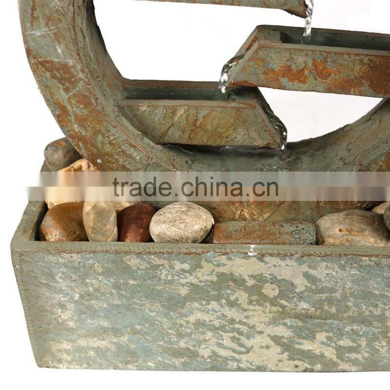 4-Level Slate Tabletop Water Fountain with LED Light