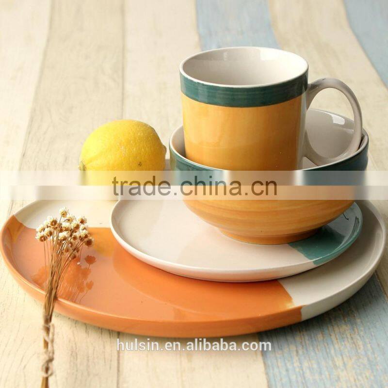 Colorfull hand paint set of 16pcs porcerlain dinner set