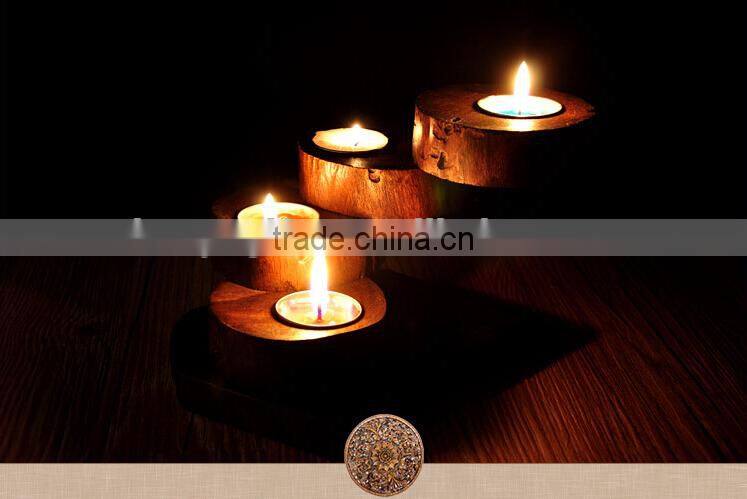 Handmade wood decoration vintage home decoration romantic solid wood candle holder for gift