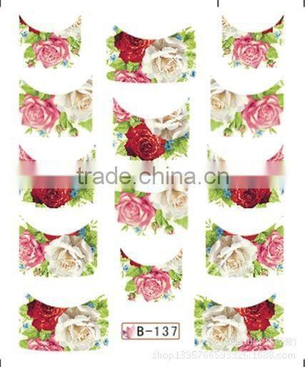 French half watermark fiower painting nails stick ,DIY Fashion Nail art