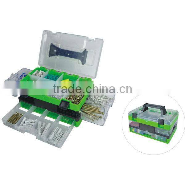 450 piece wall plug and screw set in plastic case
