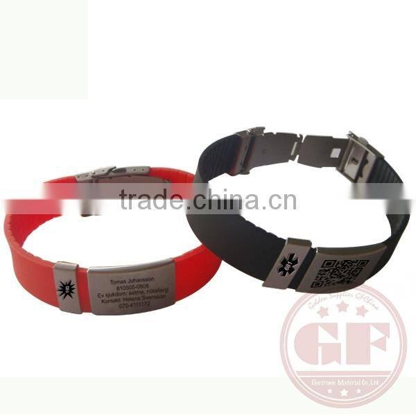 FDA Approved Top OEM 12 Colors Wide Silicone Medical QR Code Bracelet