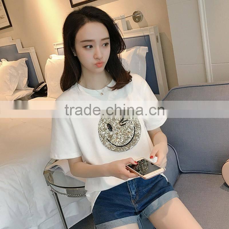 White Woman Fashion Design Custom Printing 100% Cotton Soft Loose Women's t shirts cotton