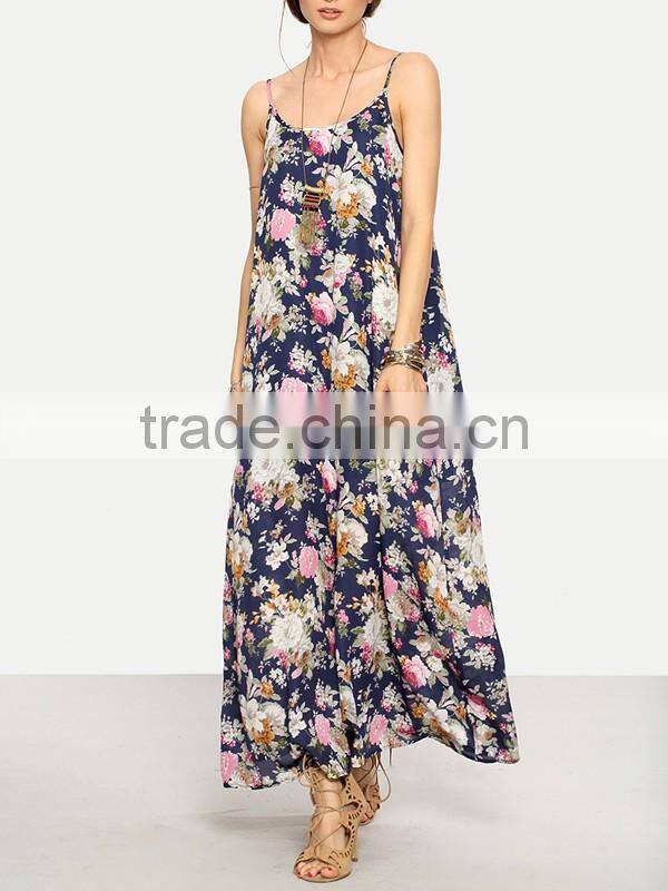 Woman/girls Fashion Floral Print Flowy Maxi Beach Long Dress