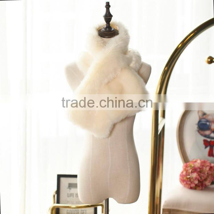 short colorful top grade Luxury vintage faux fox fur crossed scraf