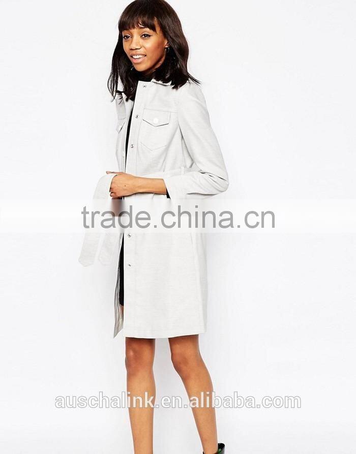 best selling women tied waist belt slim fit winter coat low price