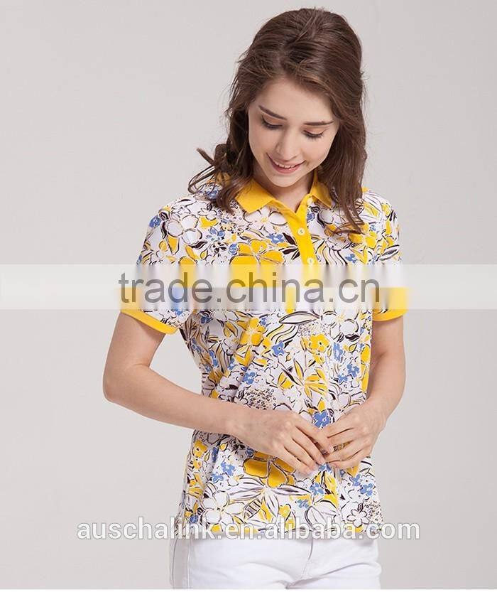 2016 new designs lady colorful polo t shirt factory price