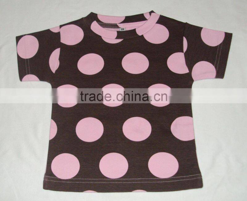 polka dot printed baby cotton clothing, baby t-shirt, romper, bllomer set