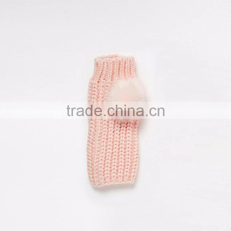 HAODUOYI Fashion Winter Women Solid Pink Half Finger Cute Sweet Warm Casual Warm Gloves