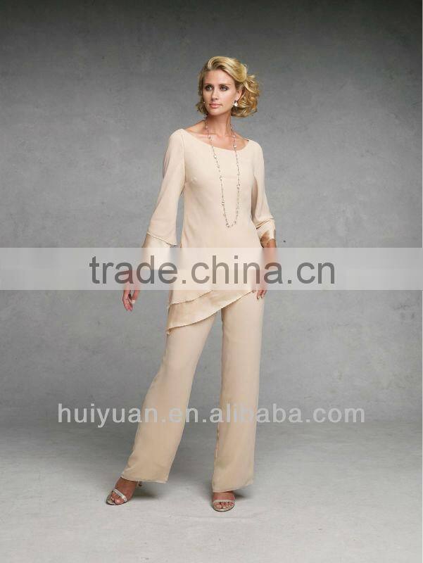 Black chiffon long sleeve mother evening dress