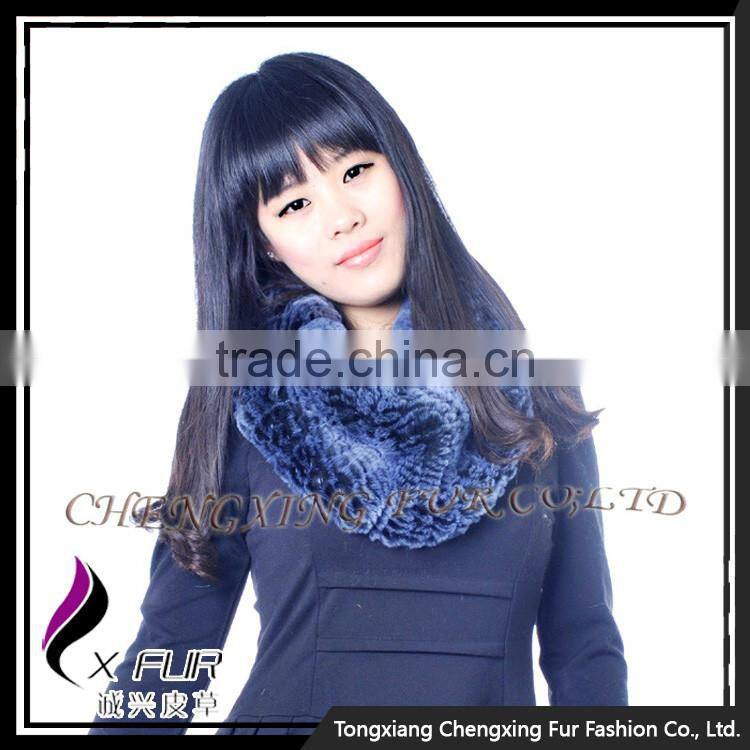 CX-B-76F 2016 Fashion Scarf Rex Rabbit Fur Snood Knitted Poncho And Shawl