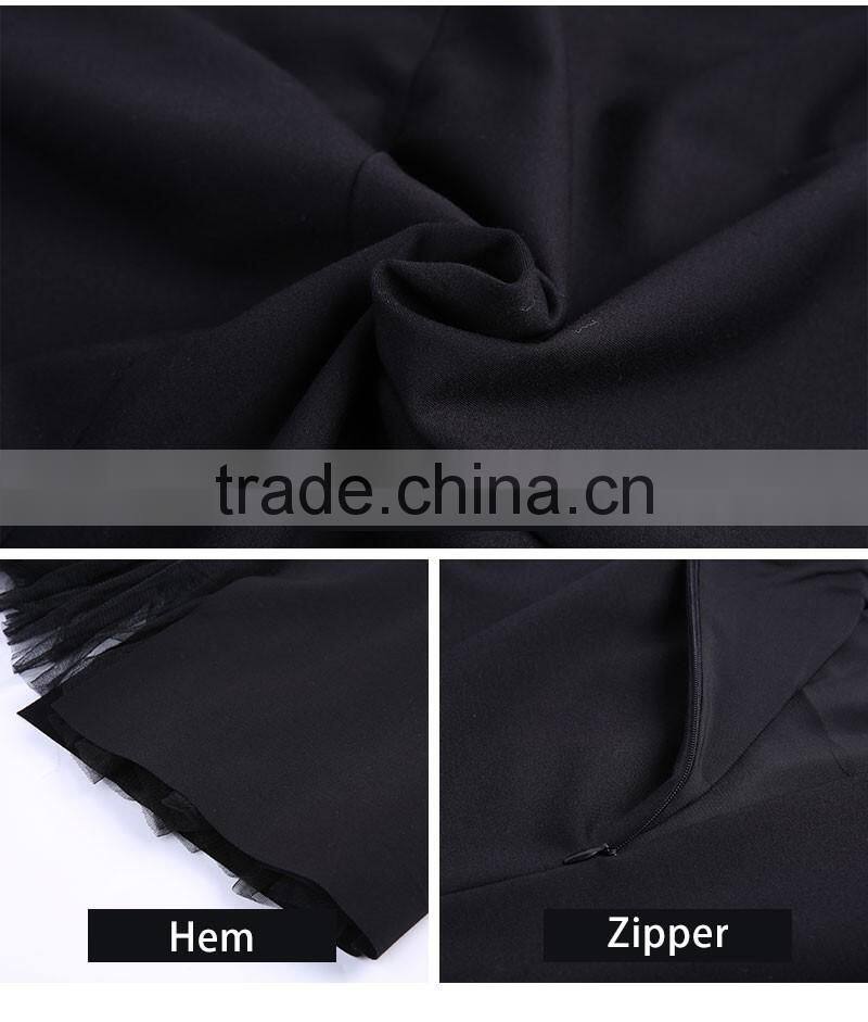 2017 fashion new design autumn black long sleeve elegant latest casual dress designs