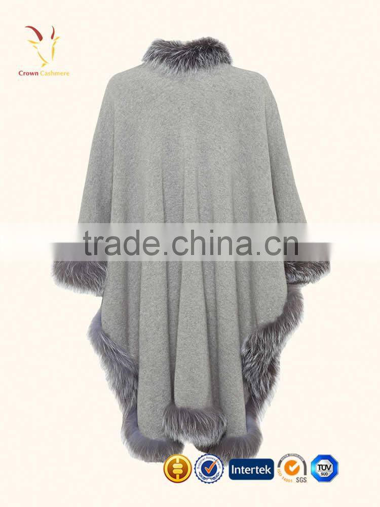 Winter Warm Wool Knitted Poncho Lady Fur Poncho