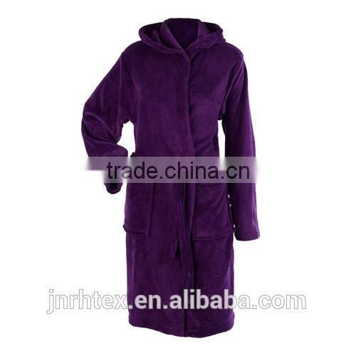 100% cotton terry hooded bathrobe for women