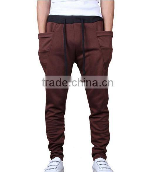 OEM bulking buy closed bottom polyester/cotton yarn custom mens cargo baggy pants with side pockets