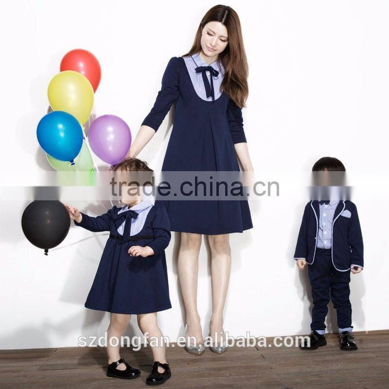 Hot selling family matching clothing long sleeve mommy and me clothing mother and daughter matching dresses