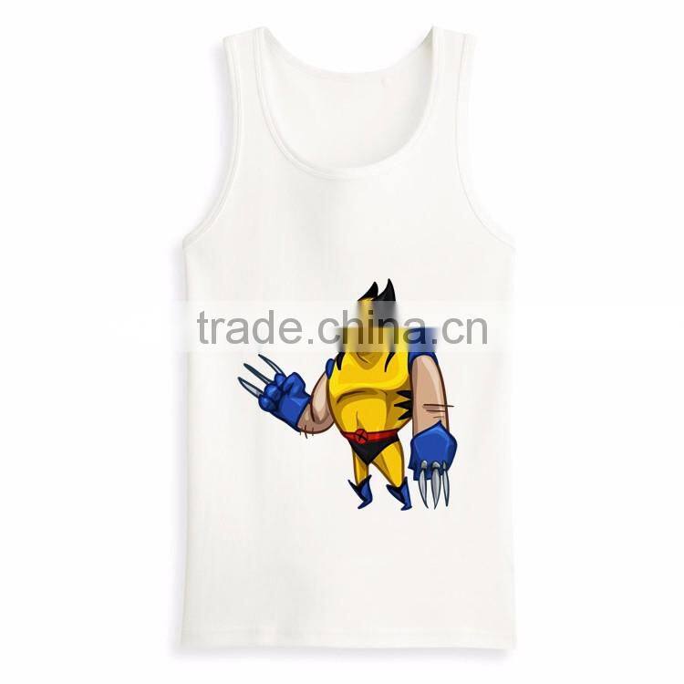 Fashion Latest Design Print Bulk Mens Sleeveless Tank Top Tee White T-shirts