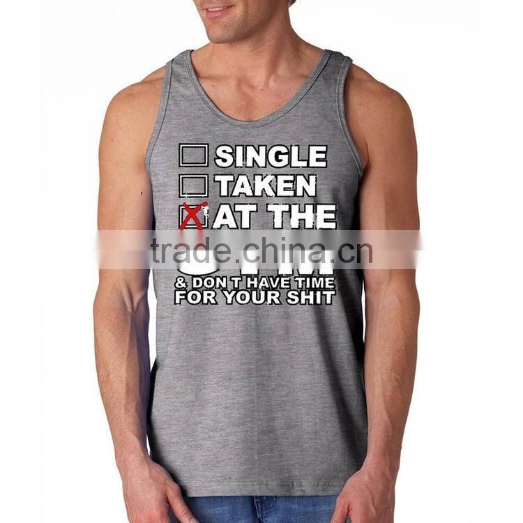 100% cotton custom design wholesale stringer mens tank top with printing