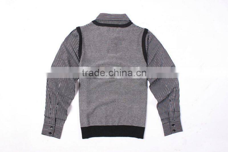 Thin Grey White Striped Cotton Sweater Shirt