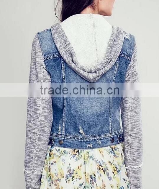Runwaylover EY0991C 2016 high quality denim women coat & hoodies , women denim hoodies & jacket, OEM service