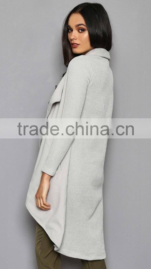High quality latest deisgn knitted fabric fashion mature women coat