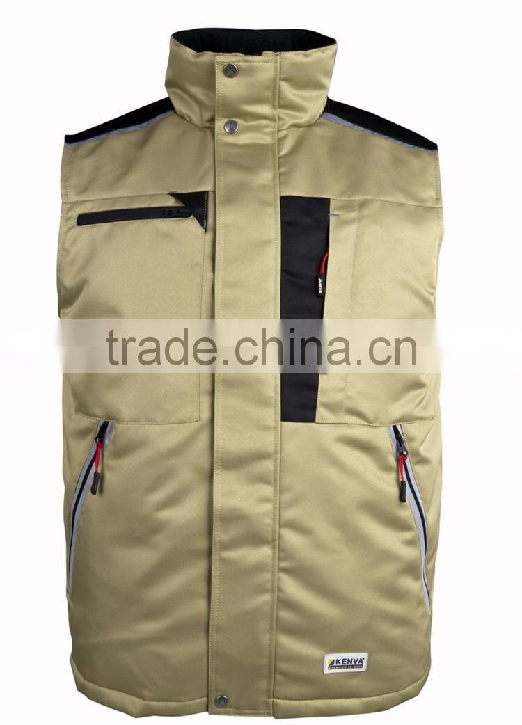 Good quality protective workwear winter bodywarmer men padded waistcoat