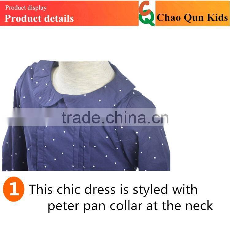 white polka dot fashion one piece girls party dresses with zip closure at back