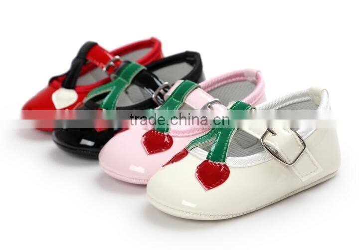 cherry design PU baby shoes, cherry baby girl shoes