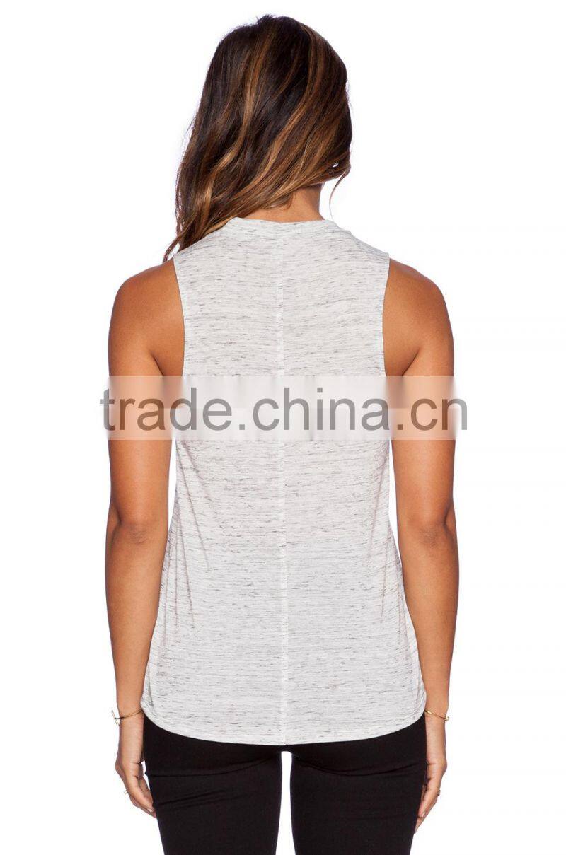 sleeveless marbled muscle tank top round neck