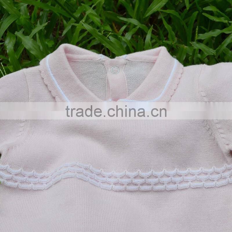 Long Sleeve Knitted Baby Girl Romper Sweater With Hat