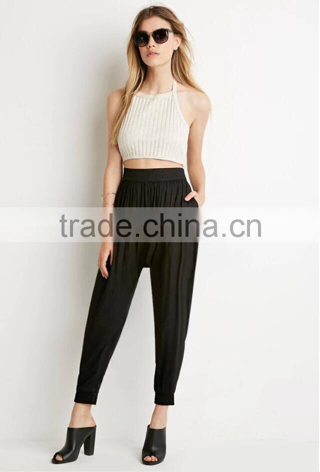 Shandao Summer Anti-Wrinkle Plain Dyed Casual Viscose Pants Women