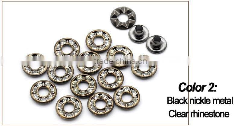 4 colors 9mm round metal brass rhinestone eyelets crystal diamond grommets glass eyelets RE-9mm-001