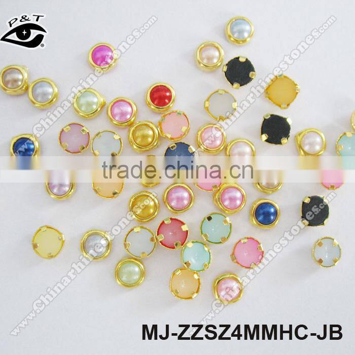 4MM Mix Colors decorative nail art pearl rim beads Flat back Pearl Beads For Nair Art Decoration